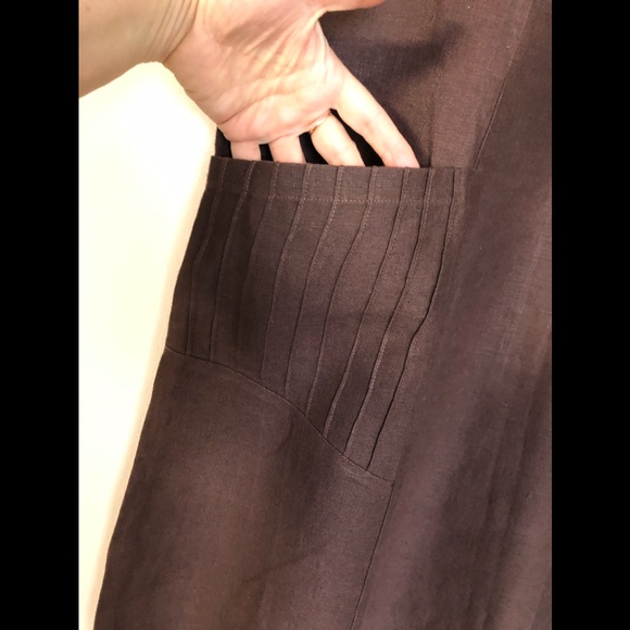 Amélline Linen Blend Chic Long Dress Size L Casual Offially Workwear Pockets - Picture 3 of 12